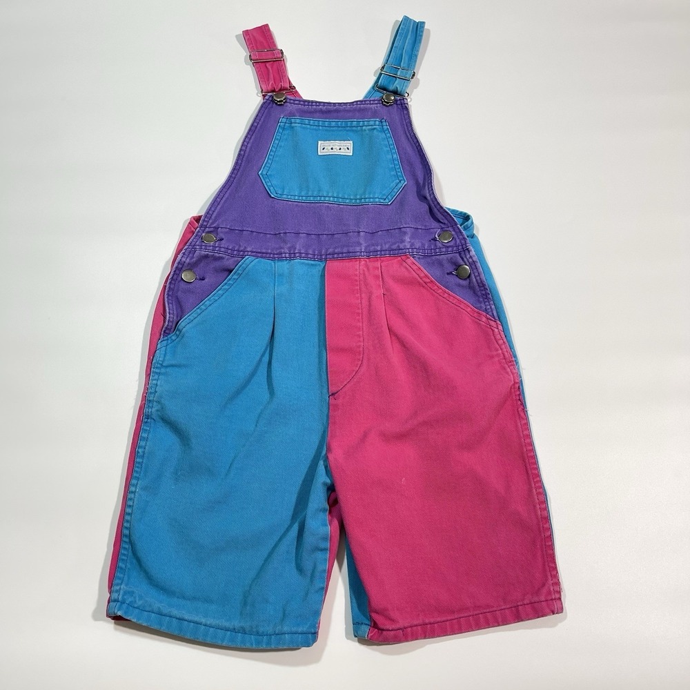 Vintage‎ 90s Blue Attitude Multicolor Overalls Kids Size 14